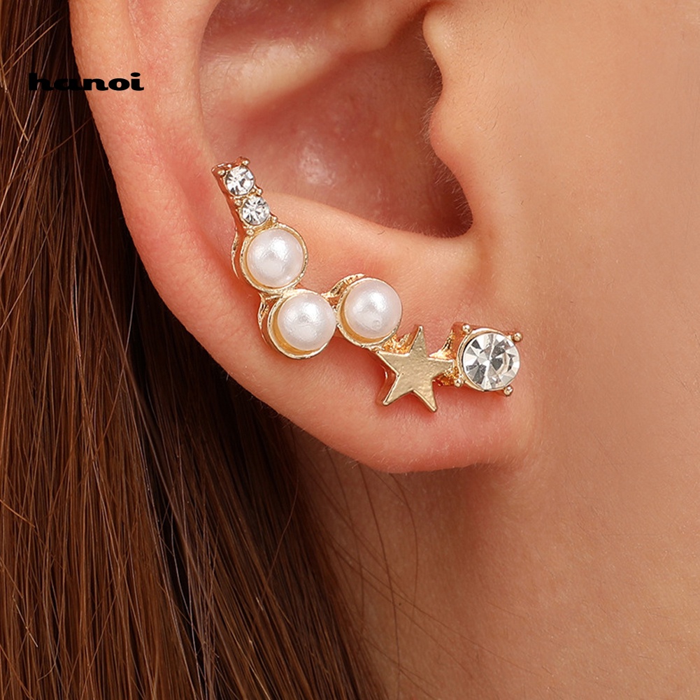 Bông Tai Ngôi Sao Đính Ngọc Trai Nhân Tạo Thời Trang