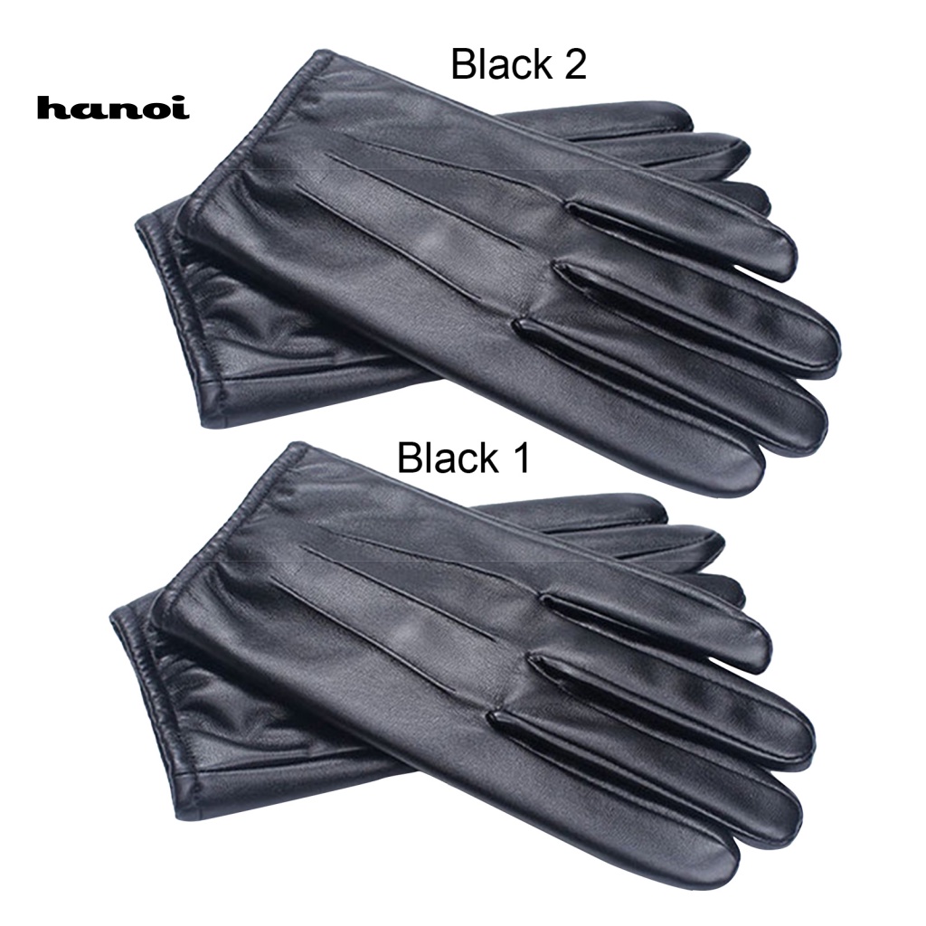 1 Đôi Găng Tay Da Phối Lông Có Thể Chạm Màn Hình Cảm Ứng Tiện Lợi