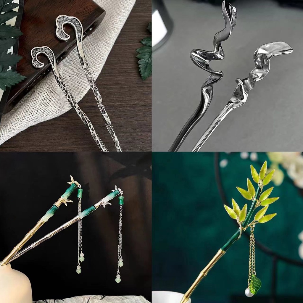 Trâm Cài Tóc Kim Loại Màu Bạc Đơn Giản Cho Nữ