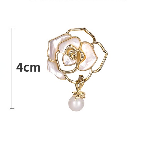 Trâm Cài Áo Hình Hoa Trà Đính Ngọc Trai Bằng Hợp Kim Cao Cấp Thời Trang