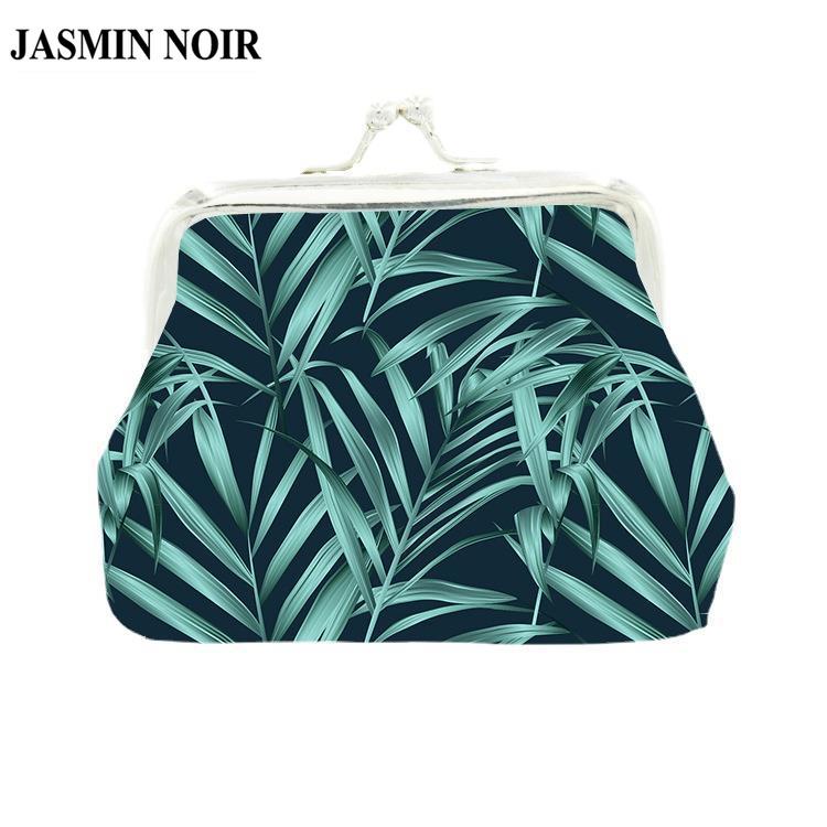 Ví Da JASMIN NOIR PU Dáng Ngắn In Họa Tiết Hoa Nhài Có Khóa Kéo Thời Trang Cho Nữ
