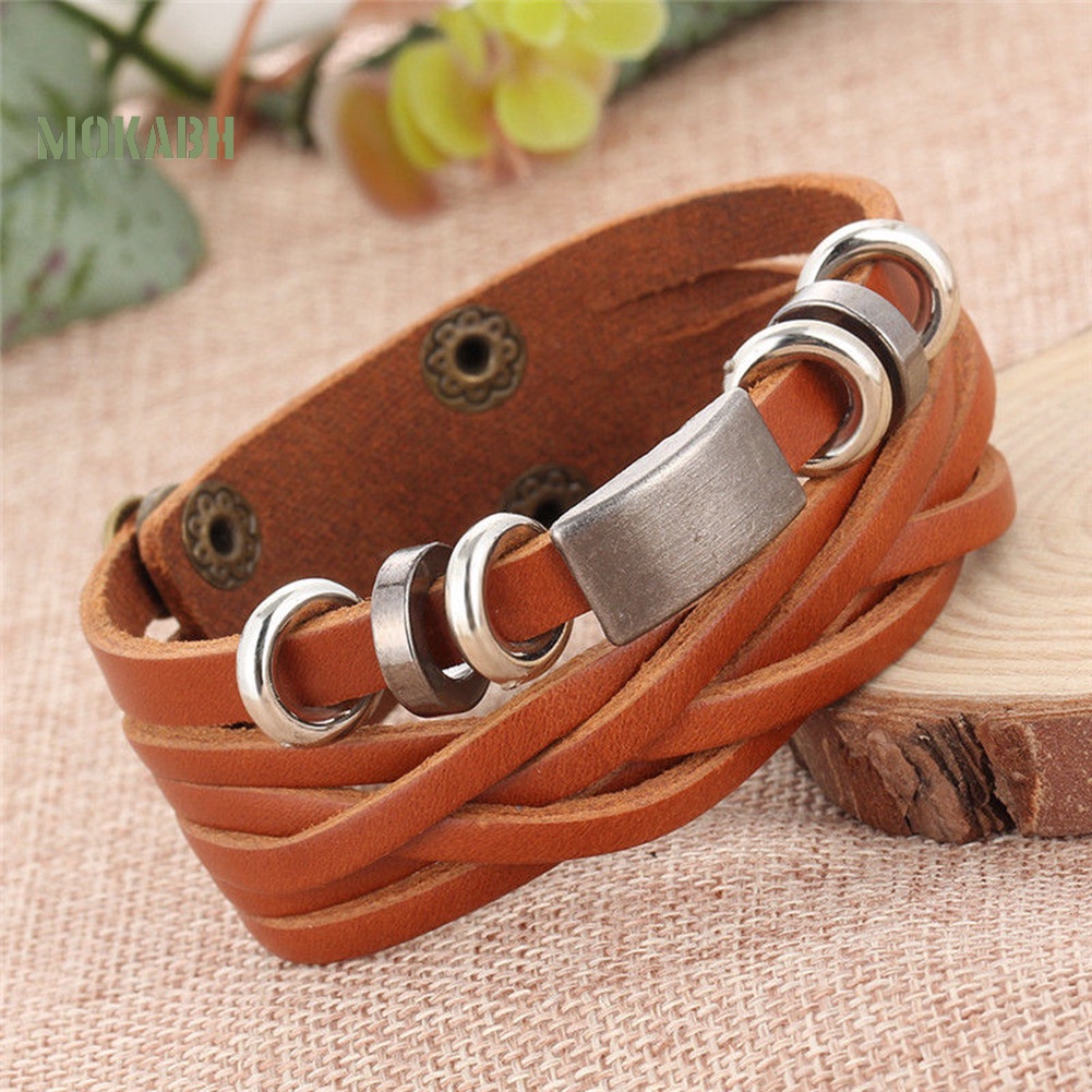 Vòng Tay Giả Da Nhiều Lớp Phong Cách Vintage Cho Nam Nữ