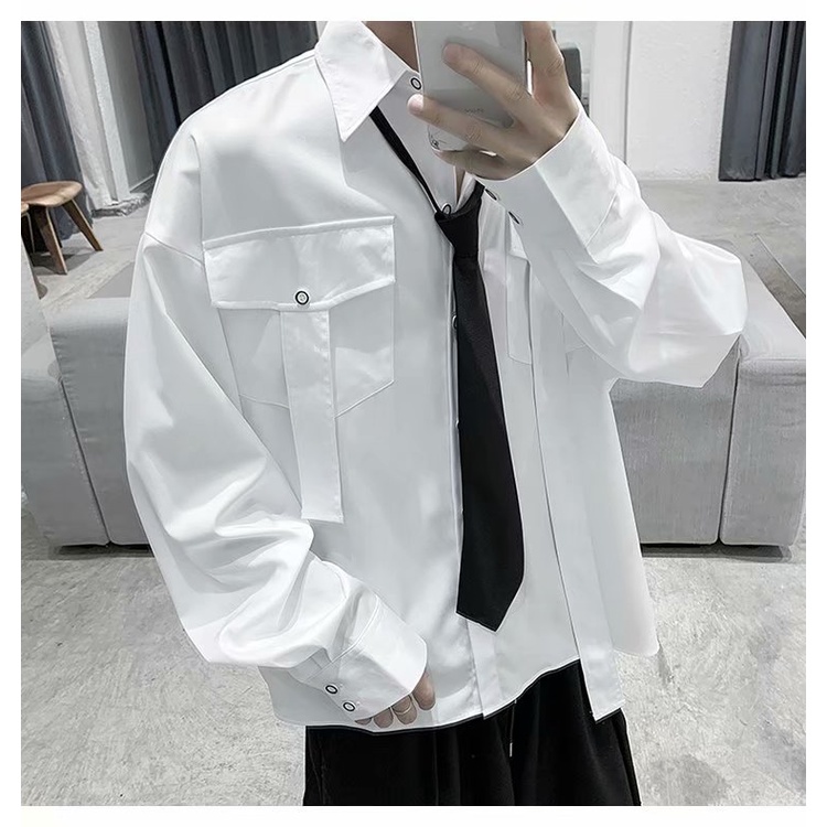 Áo Sơ Mi Nam Dài Tay Màu Tối Phong Cách Hàn Quốc