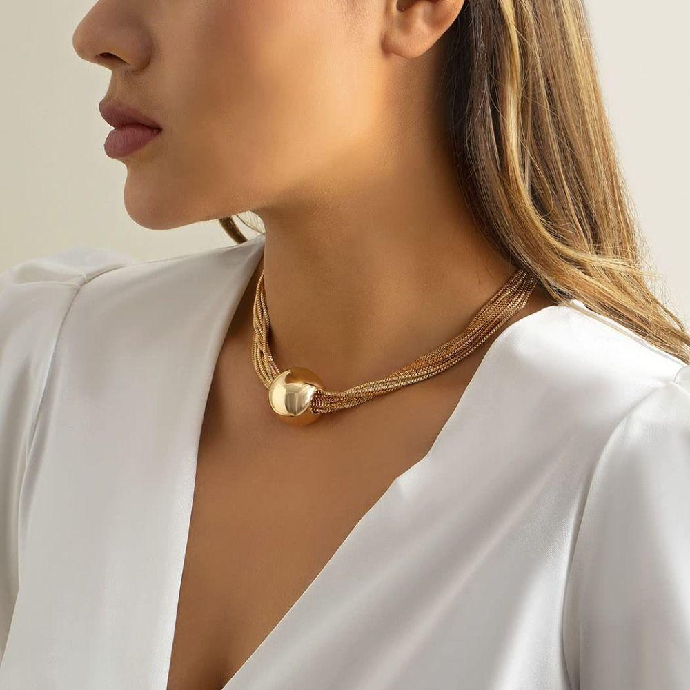 1 Vòng Cổ Choker Bằng Hợp Kim Màu Vàng Thời Trang Dành Cho Nam Nữ