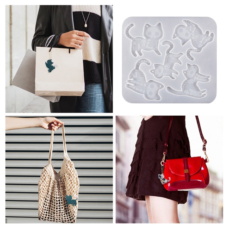 Weizz Khuôn Silicon Làm Móc Khóa Hình Mèo halloween