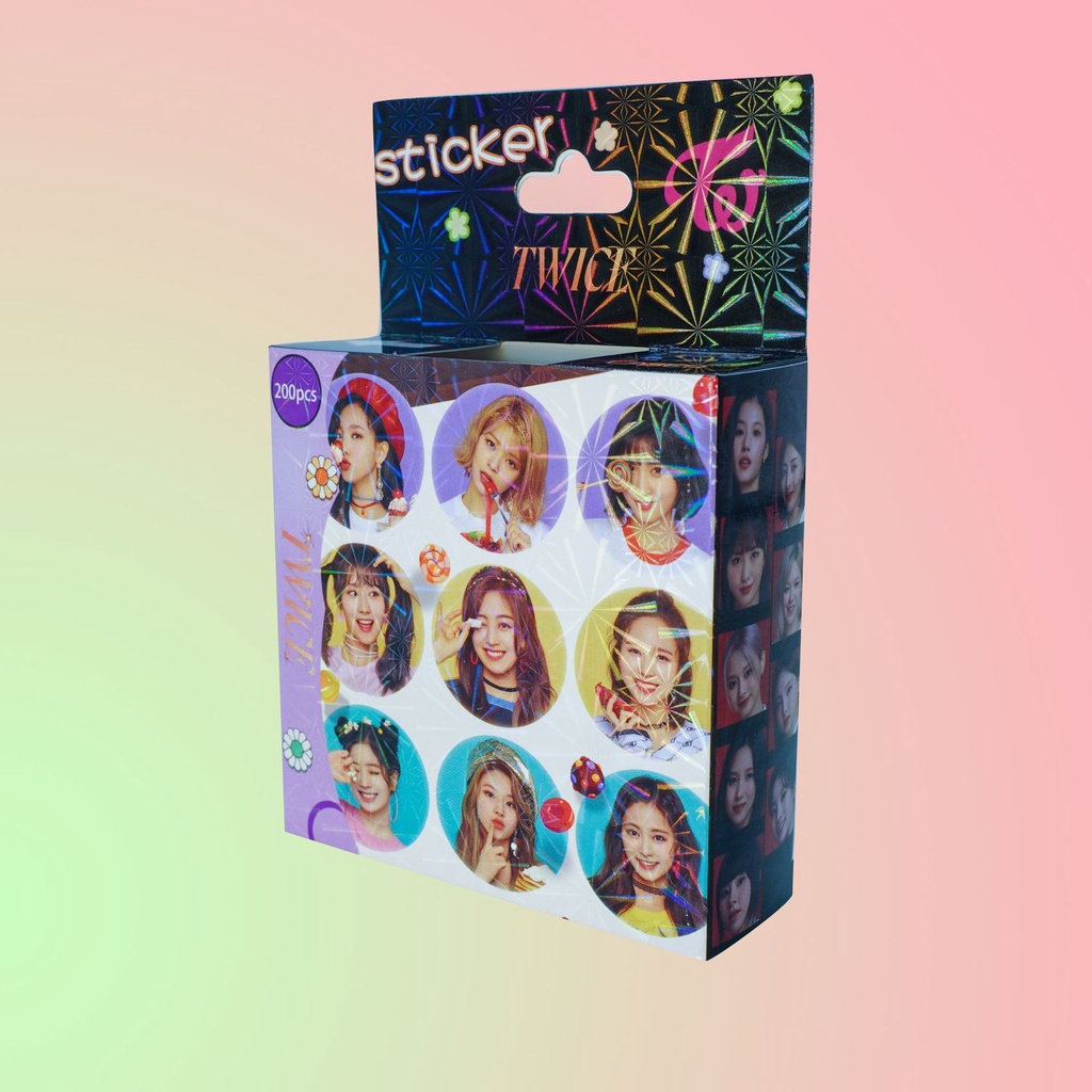 Hộp 200 Nhãn Dán Trang Trí In Chữ BT-S TWICE STRAY KIDS NCT EN-HYPEN TXT
