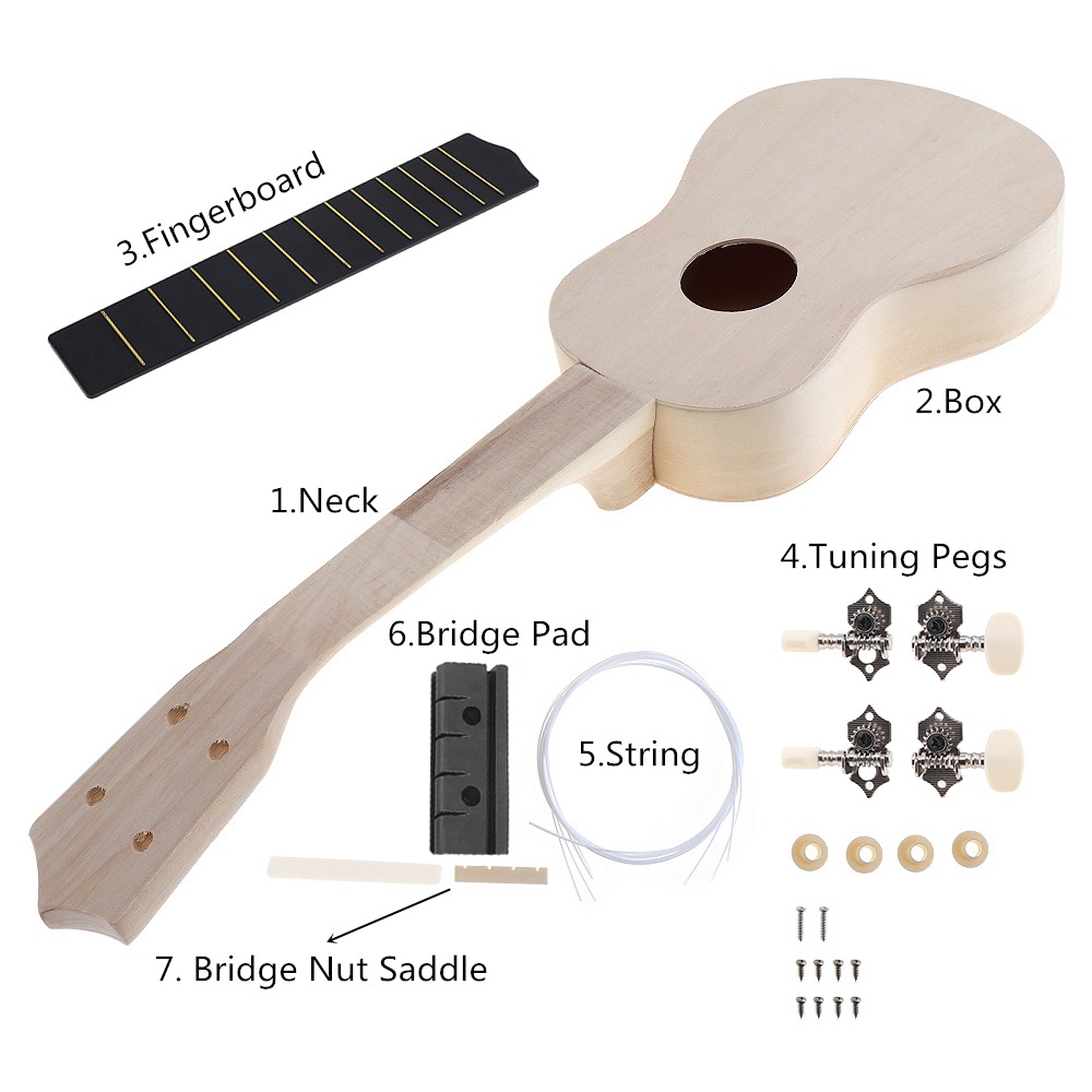 Đàn Ukulele Soprano 21Inch DIY Dành Cho Trẻ Em Và Người Mới Bắt Đầu