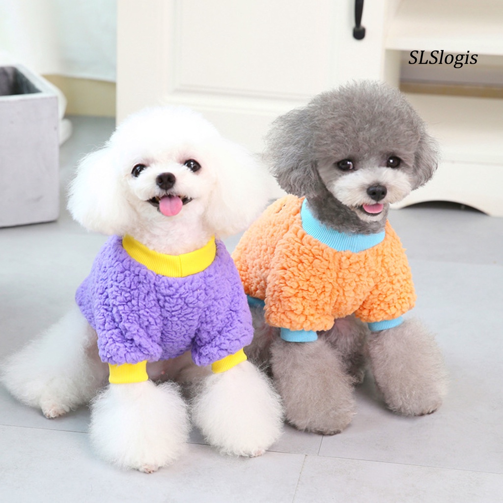 Slslogis Áo Nỉ San Hô Mềm Mại Màu Trơn Giữ Ấm Mùa Đông Cho Thú Cưng
