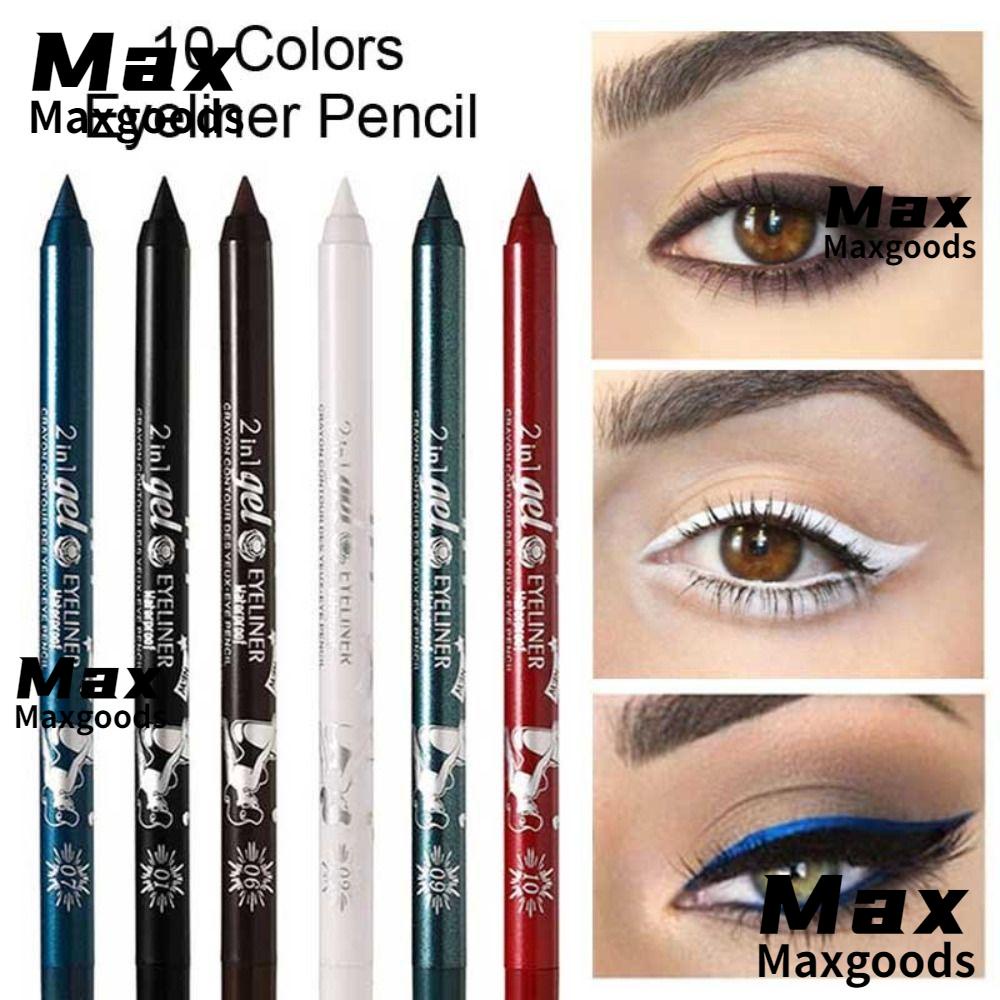 Maxg gel eye liner pen, chì kẻ mắt trang điểm lâu trôi đầy màu sắc, mỹ phẩm khô nhanh hàn quốc kẻ mắt màu trắng không thấm nước cho phụ nữ