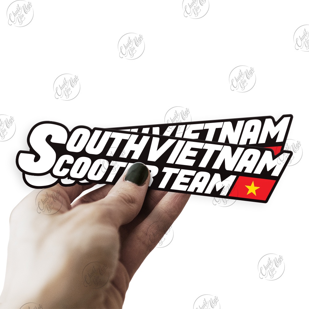 Combo 2 tem logo sticker SOUTH VIETNAM SCOOTER TEAM decal hội nhóm xe dán trang trí xe