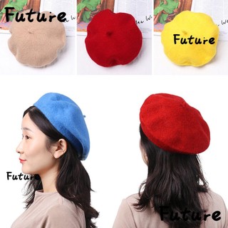 Mũ beret len màu trơn thời trang nữ tính