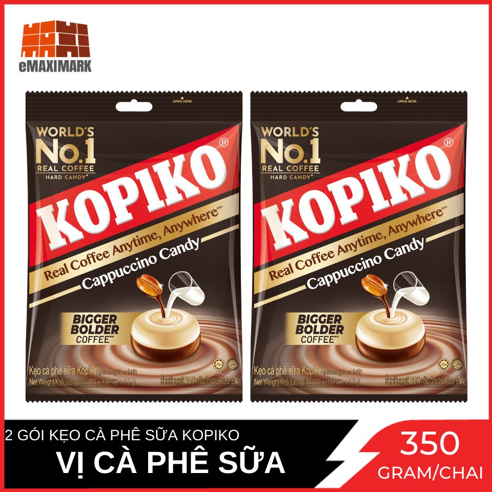 Combo 2 Gói Lớn Kẹo Cà Phê Sữa Kopiko Capuchino Gói 350g X2