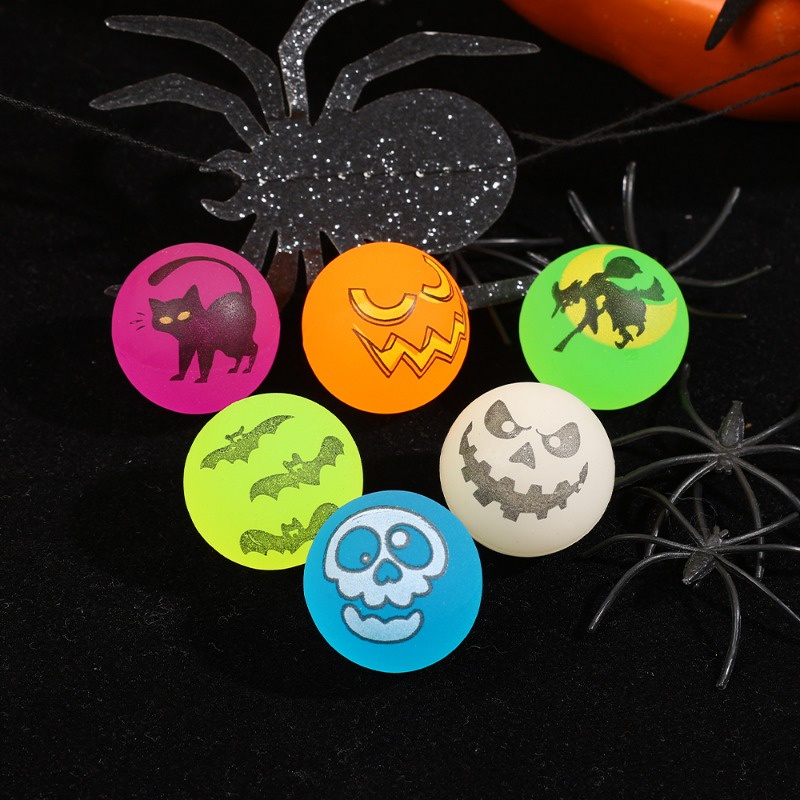 Bóng Nảy Phát Sáng 32mm Họa Tiết Mèo Ma / Dơi Đáng Sợ Trang Trí Halloween