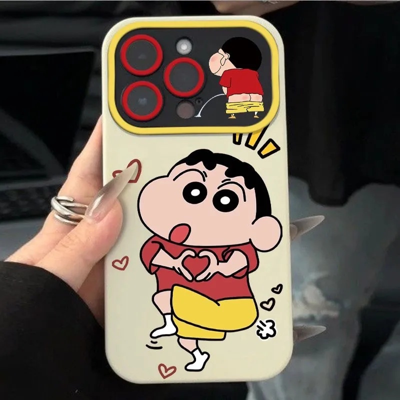 Ốp shin iPhone 2 trong 1 Cậu bé bút chì  TPU Cho 14 XR 13 11 12 Pro Max 8 7 6 6S Plus X Xs Max Se 2020 13 12 11