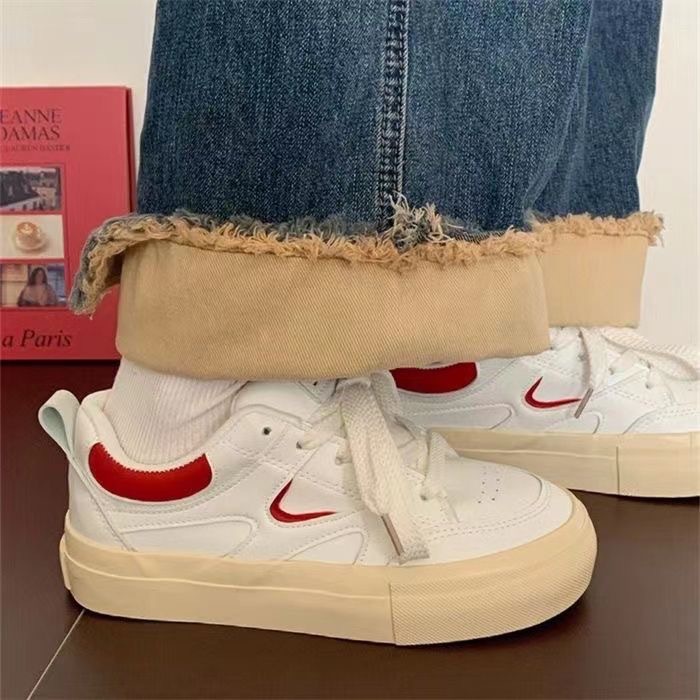 Giày Thể Thao Đế Bằng Màu Trắng Thời Trang Hàn Quốc 2023