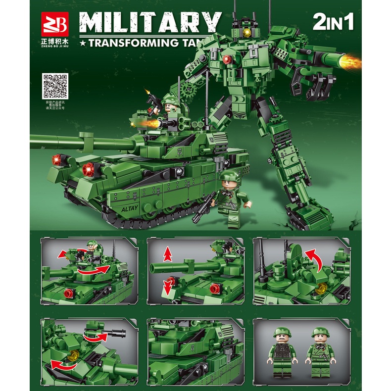 Đồ Chơi Lắp Ráp Xe Tăng Quân Đội Biến Hình 2 Trong 1 WW2