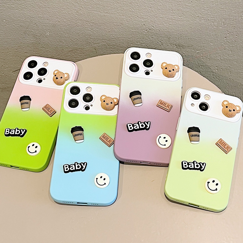 Ốp Điện Thoại Silicon Mềm Chống Sốc Màu Kẹo Hình Gấu 3D Cho iPhone 11 12 13 14 Pro MAX 11Pro 13Pro X XR XS MAX 11Pro