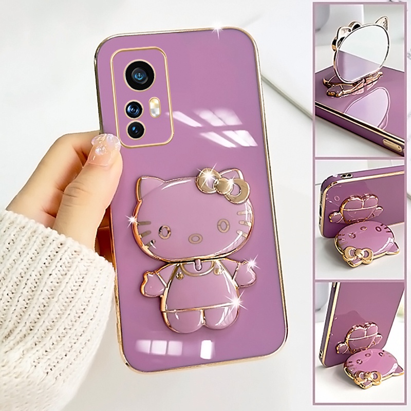 Ốp Điện Thoại Silicon Mềm Có Giá Đỡ Hình Mèo Và Gương Soi Cho OPPO Reno 10 Pro 5G Reno10 Plus