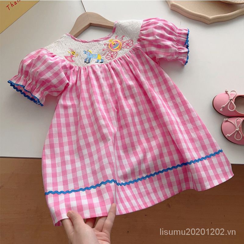 Đầm Cotton Tay Phồng Phong Cách Thời Trang Mùa Hè Mới Dành Cho Bé Gái