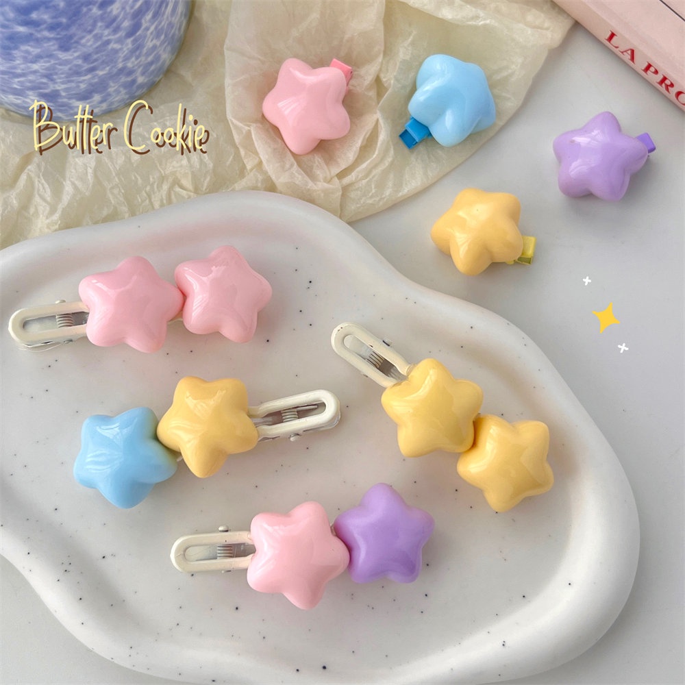 Kẹp Tóc Hình Ngôi Sao Nhỏ Màu Kẹo Ngọt Dễ Thương Cho Bé Gái