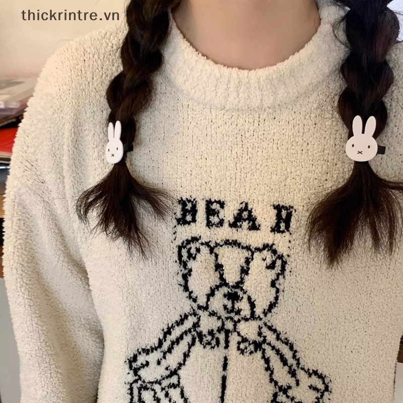 Kẹp Tóc Hình Thỏ Trắng Bằng Nhựa Phong Cách Nhật Bản Dễ Thương Thời Trang Mùa Hè Cho Bé Gái