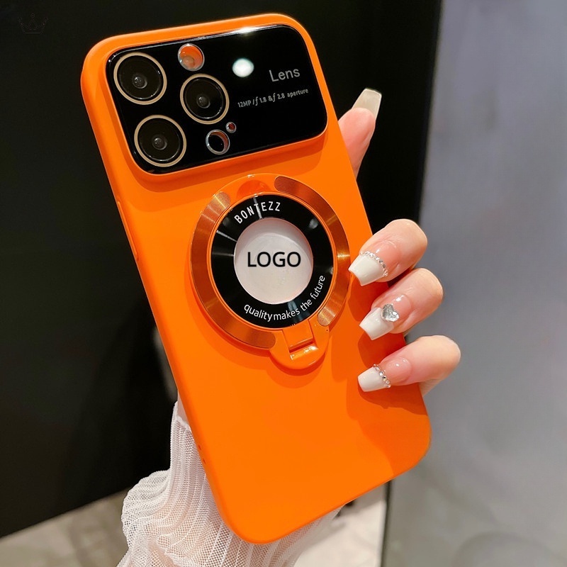 Ốp Điện Thoại PC In Logo Sang Trọng Kèm Giá Đỡ Từ Tính Bảo Vệ Camera Cho iPhone 14 Pro 13 11 12 Pro Max juncong2023shop