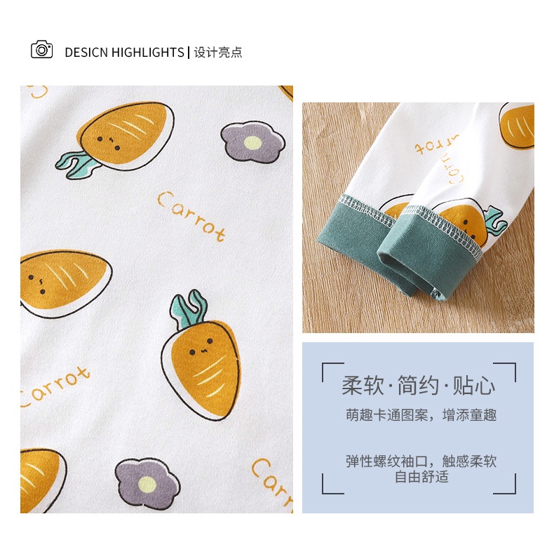 Bộ Đồ Ngủ cotton Tay Dài Giữ Ấm Mùa Thu Phong Cách Hàn Quốc Cho Bé Sơ Sinh 60-130cm