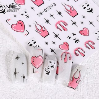 ♕ Nail Art Halloween Pattern Stickers Mặt nạ trừu tượng không chuẩn Ghost Nail Sticker Streamer Fire Cartoon Phụ kiện làm móng Công cụ làm móng cho NỘI THẤT Tiệm Nail