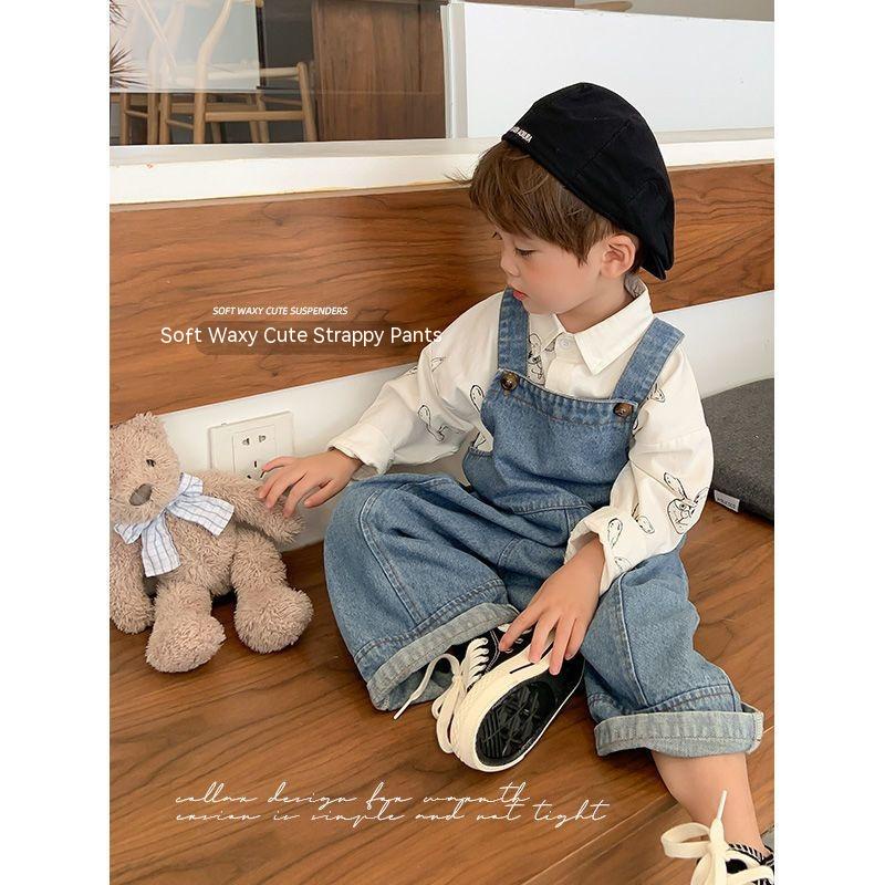 Quần Yếm Denim Phong Cách Hàn Quốc Mới Cho Bé Trai
