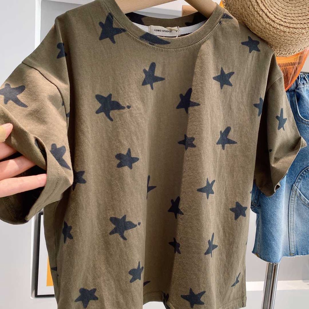 Áo Thun 100% Cotton Tay Ngắn Nhuộm Màu Nhanh Khô Thoáng Khí Thời Trang Mùa Hè 2023 Phong Cách Hàn Quốc Cho Bé