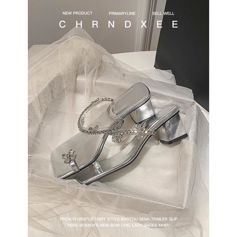 Hong Kong Premium shoes❥Dép Xỏ Ngón Đính Đá Thời Trang Mùa Hè French Dành Cho Nữ