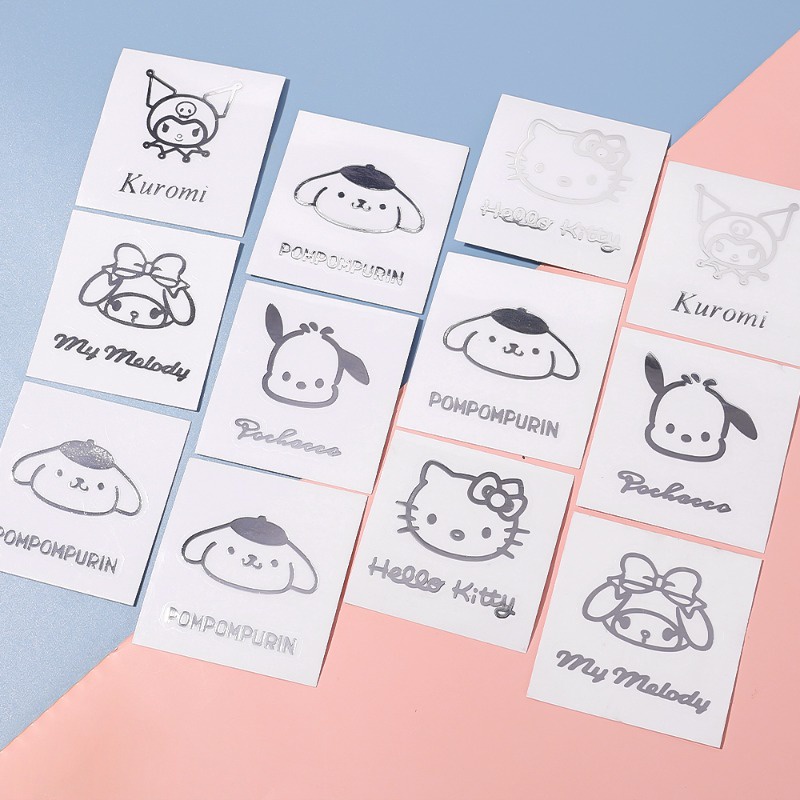 Miếng Dán Kim Loại Họa Tiết Hoạt Hình Nhật Bản Sanrio Cinnamoroll Pachacco Kuromi Melody Purin Dễ Thương Sáng Tạo Trang Trí Cốc Nước