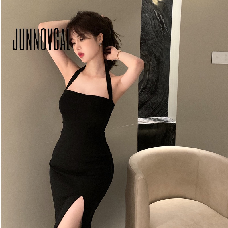 Đầm JUNNOVGAL ôm hông dây đeo cổ thời trang cao cấp 2023 cho nữ