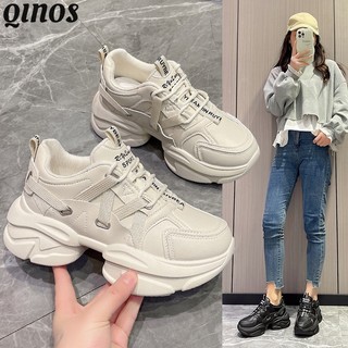 Qinos ladies sneakers new muffin-soled shallow casual daddy shoes