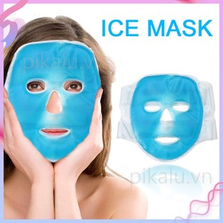 Mặt nạ gel lạnh Mặt nạ đá làm mát Mặt nạ làm mát toàn mặt màu xanh lam Giảm mệt mỏi Miếng đệm thư giãn Quầng thâm với cảm lạnh -pikalu
