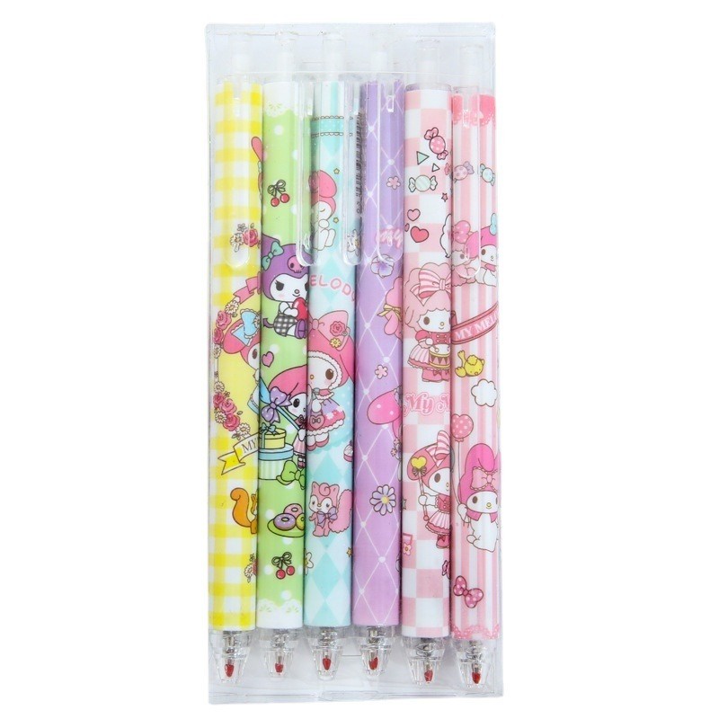 Set 6 Bút Mực Gel Ngòi Bút 0.5Mm Màu Đen Thời Trang Bộ 6 bút gel thời trang đen 0,5mm