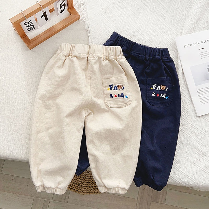 Mới Quần Dài Thêu Họa Tiết Phong Cách Thời Trang Cho Bé Trai