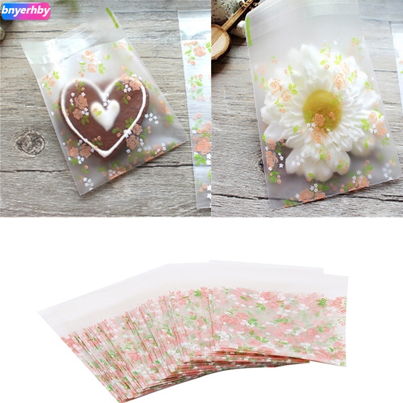 100 cái tự niêm phong keo hoa bunny nhựa bóng kính cookie kẹo túi quà