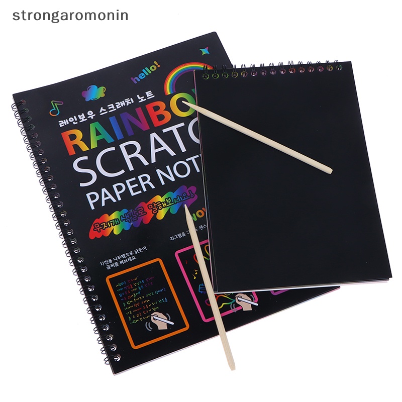 St arts scraping paing toy rain magic scratch off paper set diy graffiti drawing book kids đồ chơi giáo dục montessori st