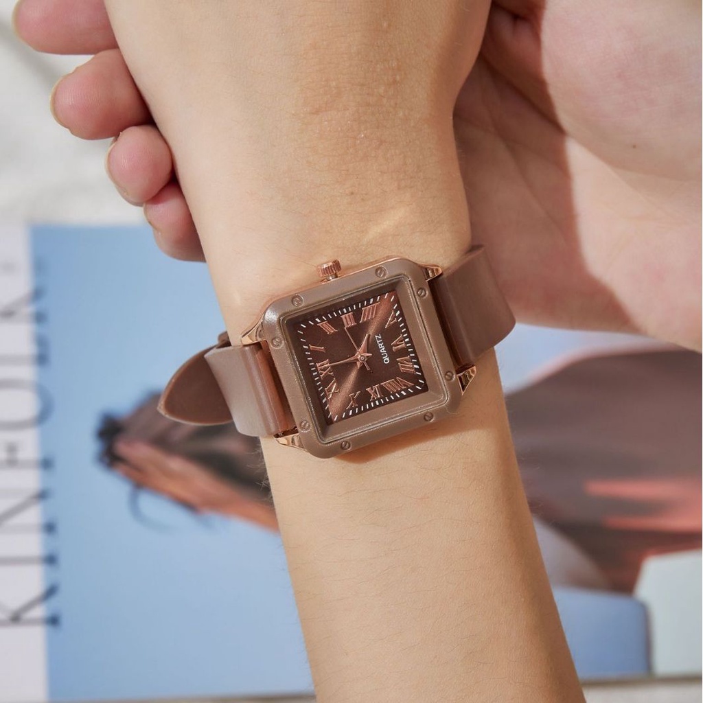 Đồng hồ nữ livfe đơn giản chống thấm nước roman square vintage band quartz đồng hồ cho nữ
