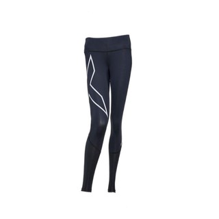 Quần bó 2xu women's run mid-rise dash comp - black/silver reflective