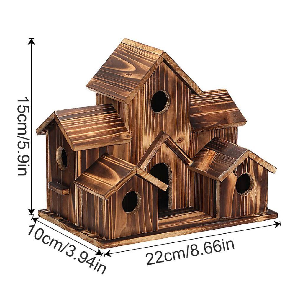 Tổ Chim Bằng Gỗ 6 Lỗ Treo Trang Trí Tự Nhiên 1Bg