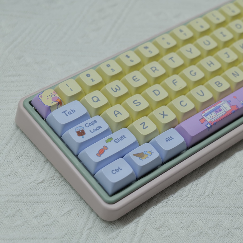 Marshmallow ice cream keycaps xda profile cartoon pbt dye sub bàn phím cơ keycap