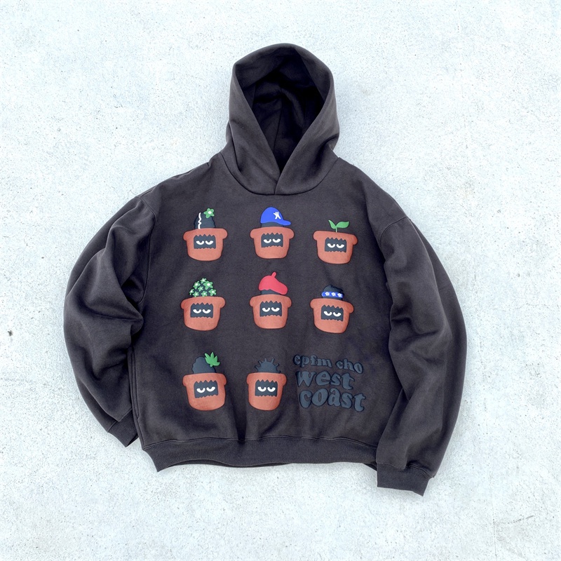 Xu hướng đường phố cổ điển cpfm cặp đôi thời trang hoodies west coast gangster chậu cây có mũ trùm đầu áo khoác nỉ dài tay áo chui đầu unisex plus size unisex