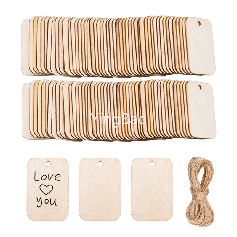 100 chiếc chip gỗ để trang trí giáng sinh mảnh gỗ chưa hoàn thiện thẻ quà tặng bằng gỗ chưa hoàn thiện nhẹ với dây đay cho đồ dùng tự làm đồ thủ công bằng gỗ