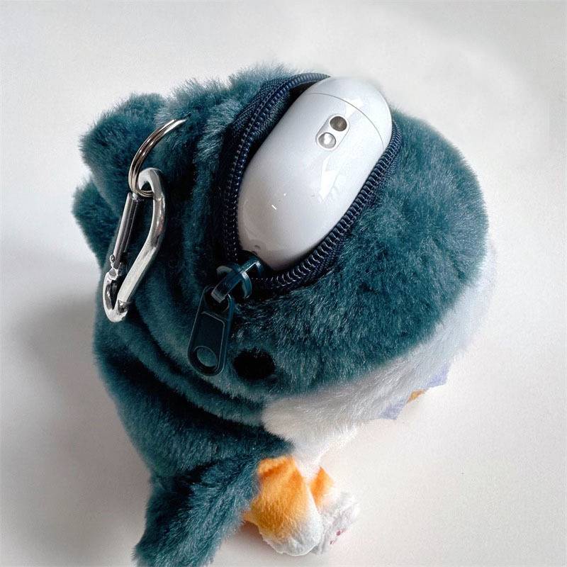 Cá mập dễ thương mèo sang trọng zero wallet túi tai nghe túi hoạt hình mặt dây chuyền móc khóa xe hơi