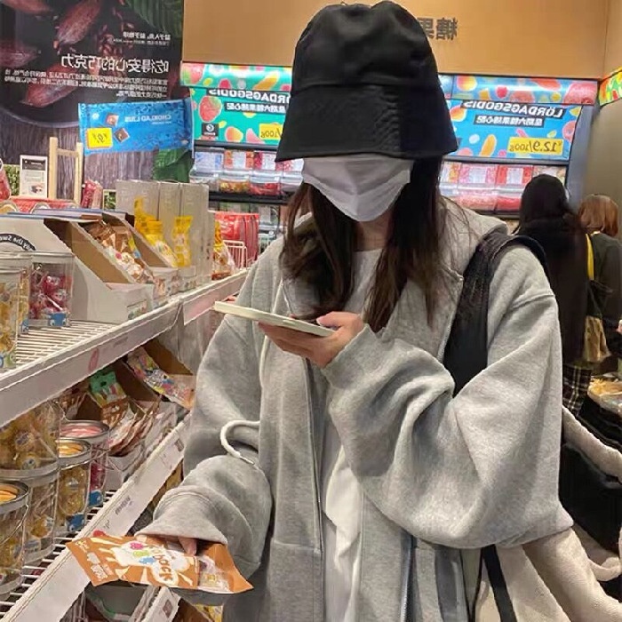 Phong cách mới Loose oversize Sweatshirt Cardigan Zipper Couple Jacket nữ phong cách mới đầu xuân thu HZFWC8113