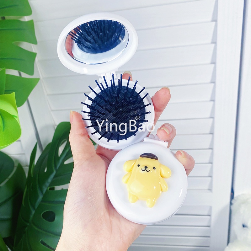 Lược túi khí sanrio kuromi cinnamoroll my melody pompompurin mini portable air cushion comb mirror folding massage comb