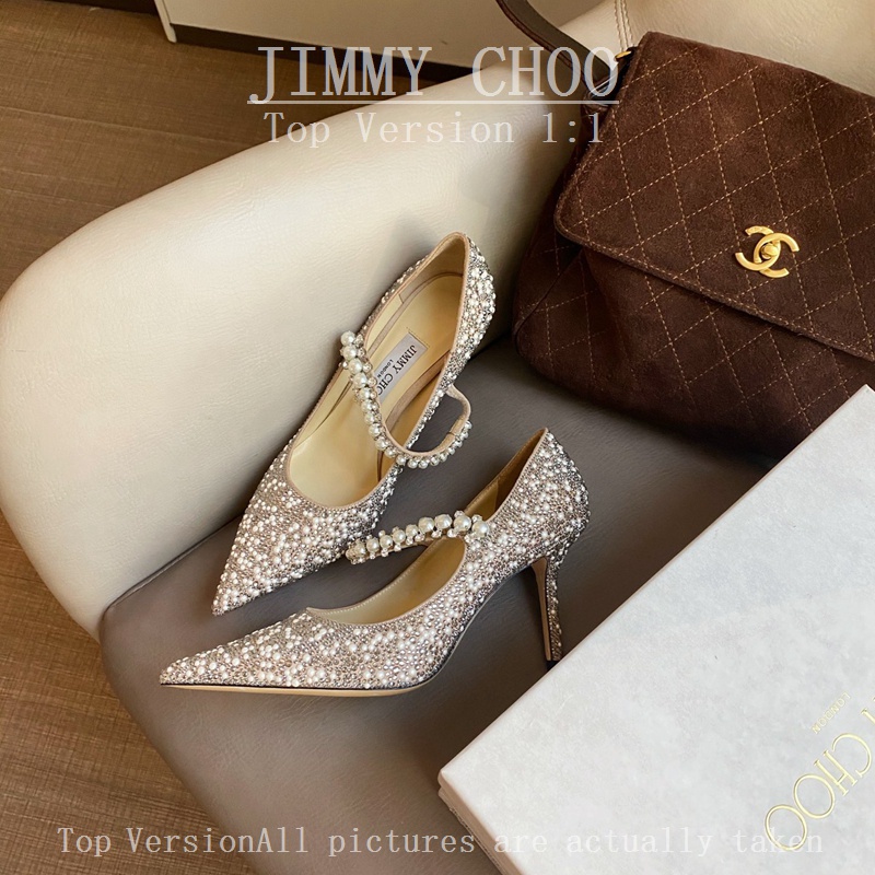 Giày Cao Gót Da Cừu Mũi Nhọn Đính Đá Thời Trang Quyến Rũ Cho Nữ