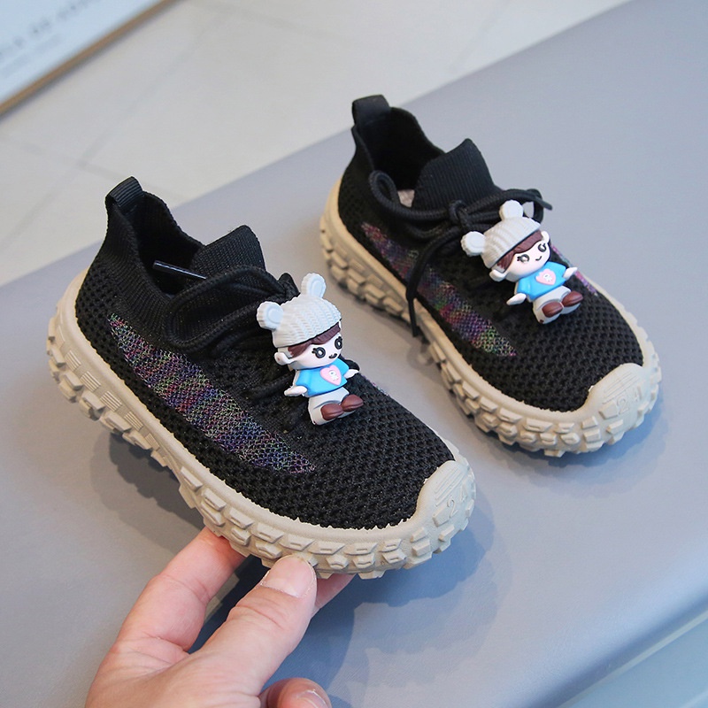 Giày Thể Thao Đế Mềm Phối Lưới Thoáng Khí Họa Tiết Hoạt Hình Dễ Thương Cho Bé Gái